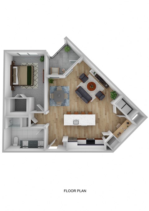 Floor plan for 1 bed, 1 bath, 882 sqft